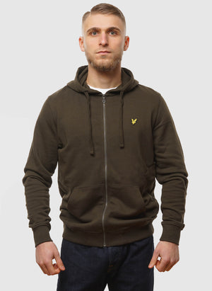 Zip Through Hoodie - Olive