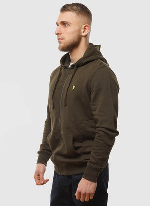 Zip Through Hoodie - Olive