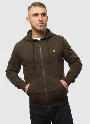 Zip Through Hoodie - Olive