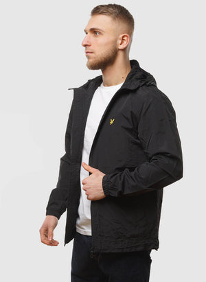 Zip Through Hooded Jacket - Jet Black