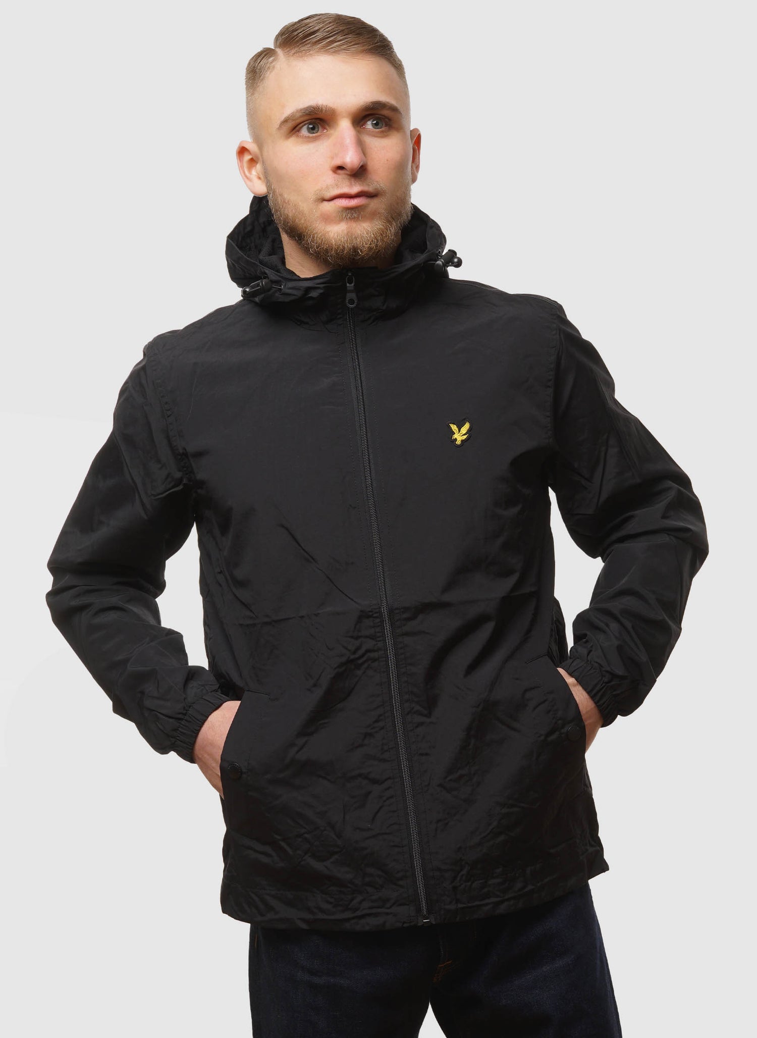 Zip Through Hooded Jacket - Jet Black