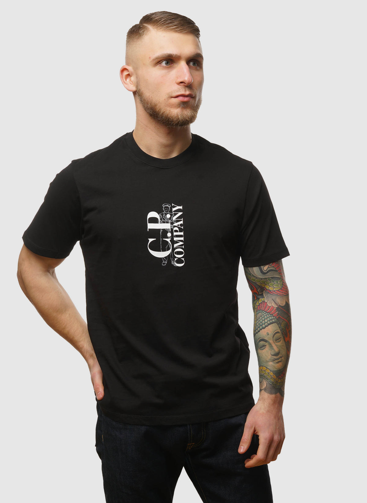 Vertical Logo Jersey T-Shirt - Black