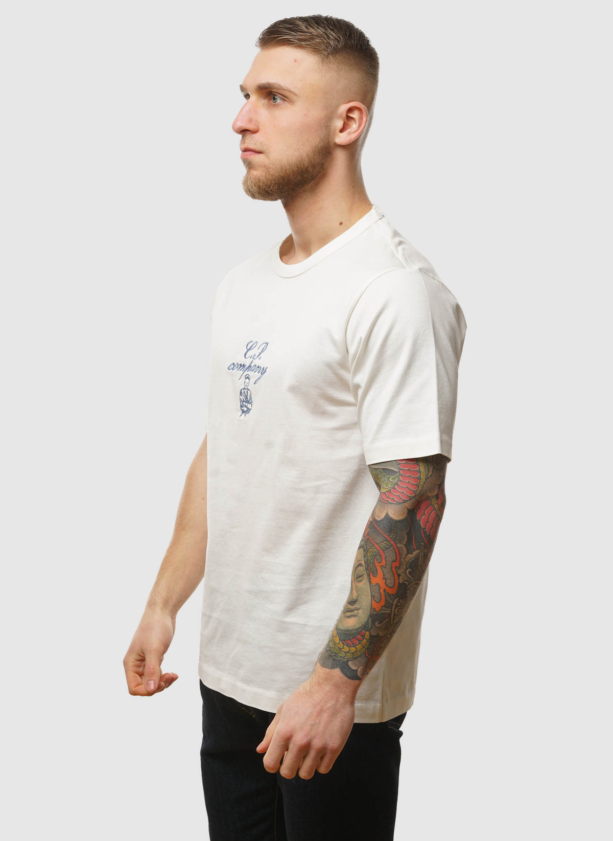 Mercerized Twisted Embroidery T-Shirt - Gauze White