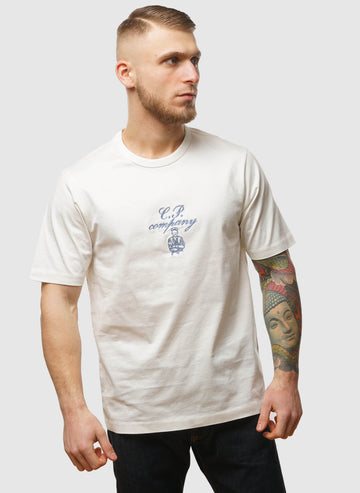 Mercerized Twisted Embroidery T-Shirt - Gauze White