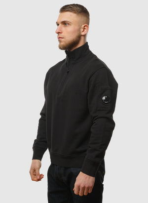 Cotton Fleece Lens Half-Zip - Black