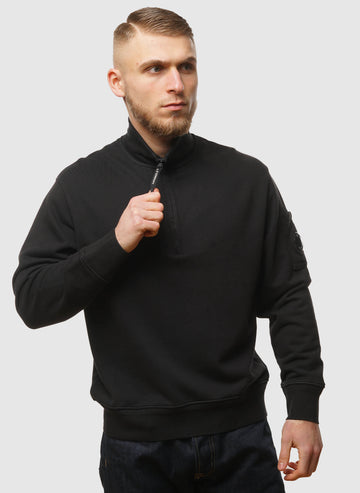 Cotton Fleece Lens Half-Zip - Black