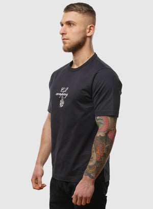 Mercerized Twisted Embroidery T-Shirt - Total Eclipse