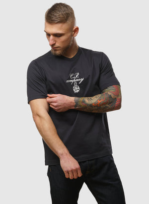 Mercerized Twisted Embroidery T-Shirt - Total Eclipse