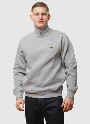 Half Zip Cotton Sweatshirt - Silver Chine