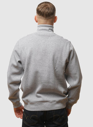 Half Zip Cotton Sweatshirt - Silver Chine