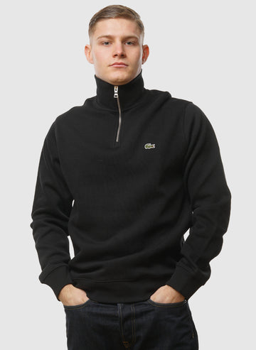 Half Zip Cotton Sweatshirt - Black