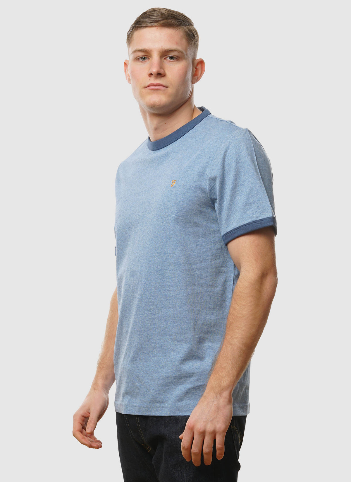 Groves Ringer T-Shirt  - Powder Blue Marl