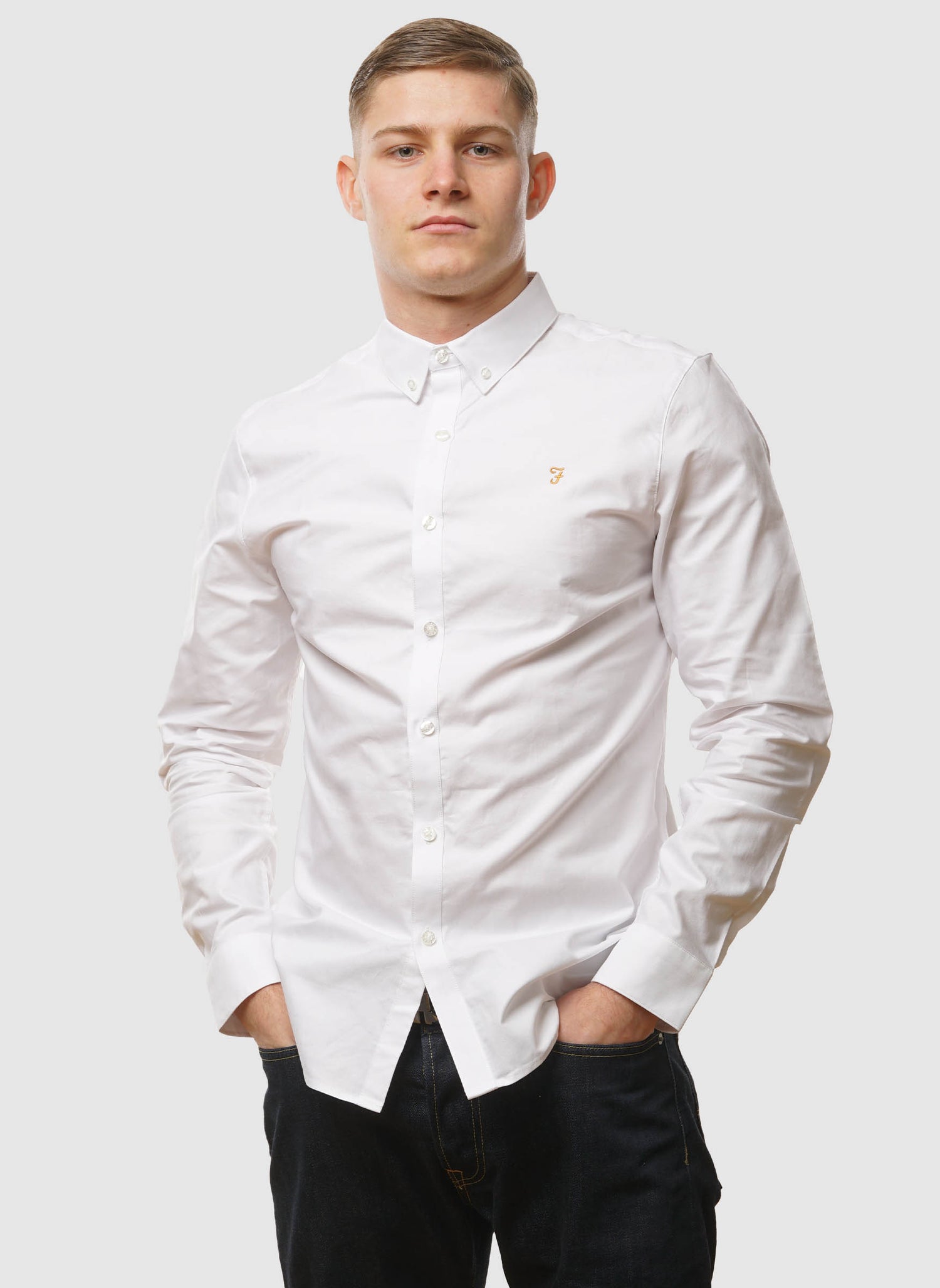 Brewer Slim Fit Hemd - White