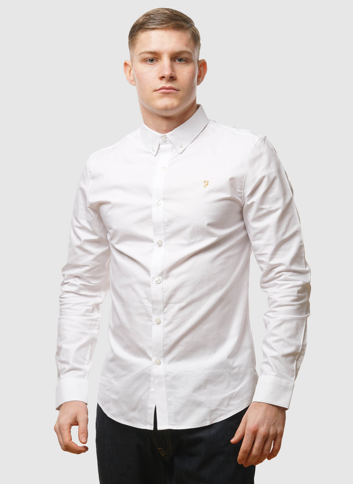 Brewer Slim Fit Hemd - White