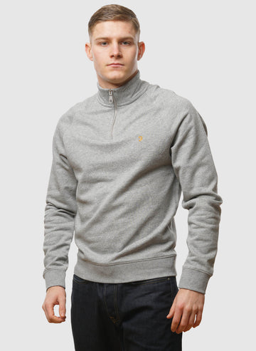 Jim 1/4 Zip Sweatshirt - Light Grey Marl