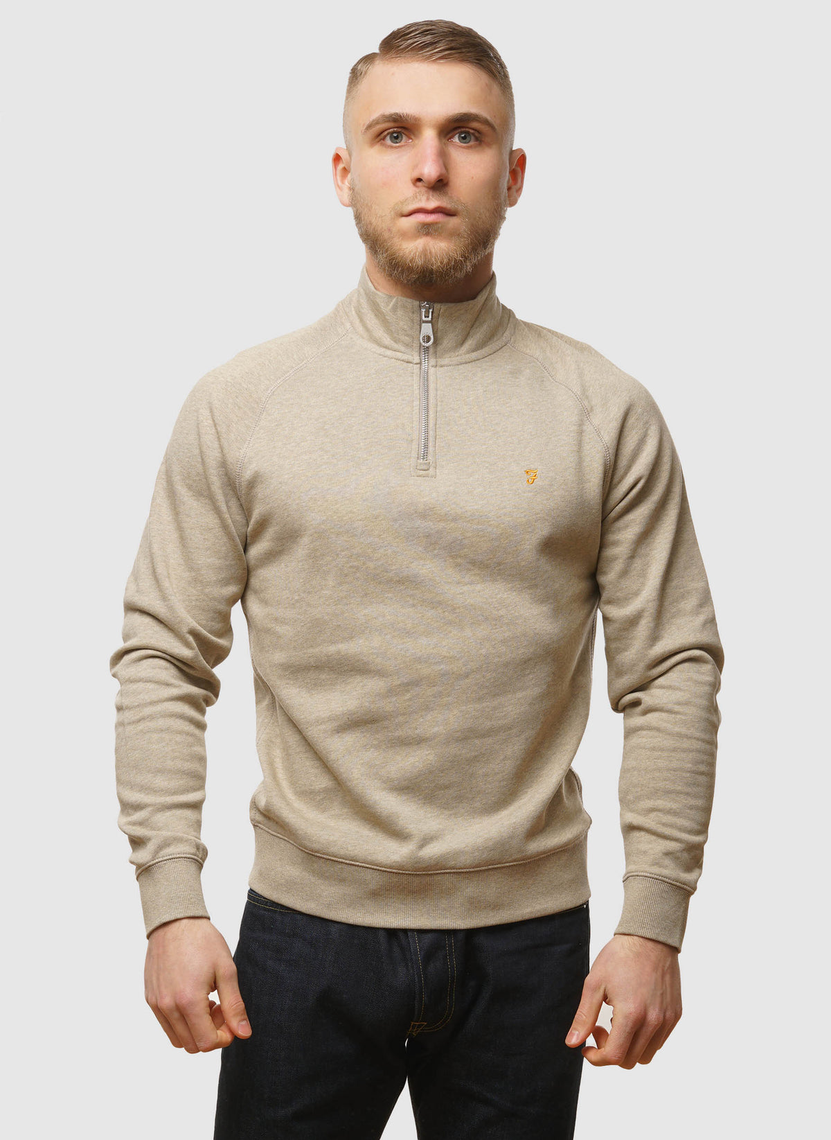 Jim 1/4 Zip Sweatshirt - Hazelnut Marl