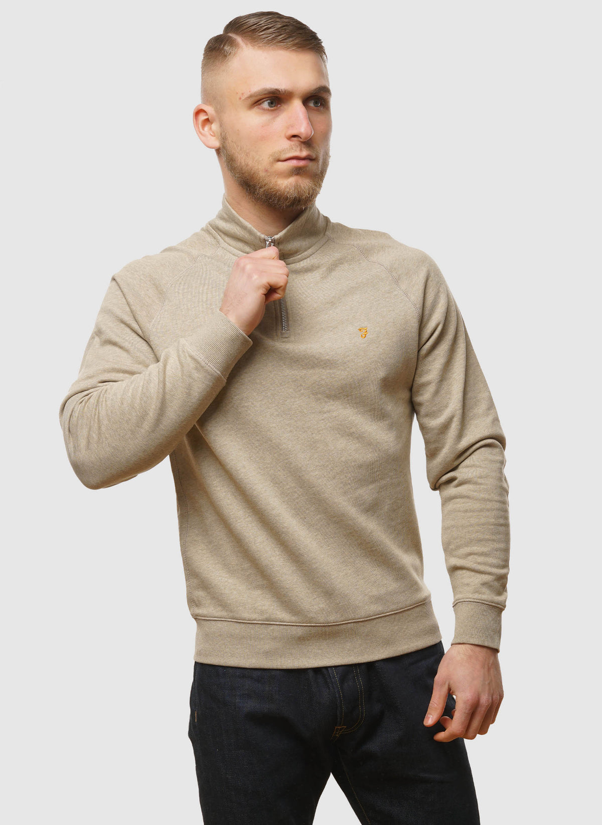 Jim 1/4 Zip Sweatshirt - Hazelnut Marl