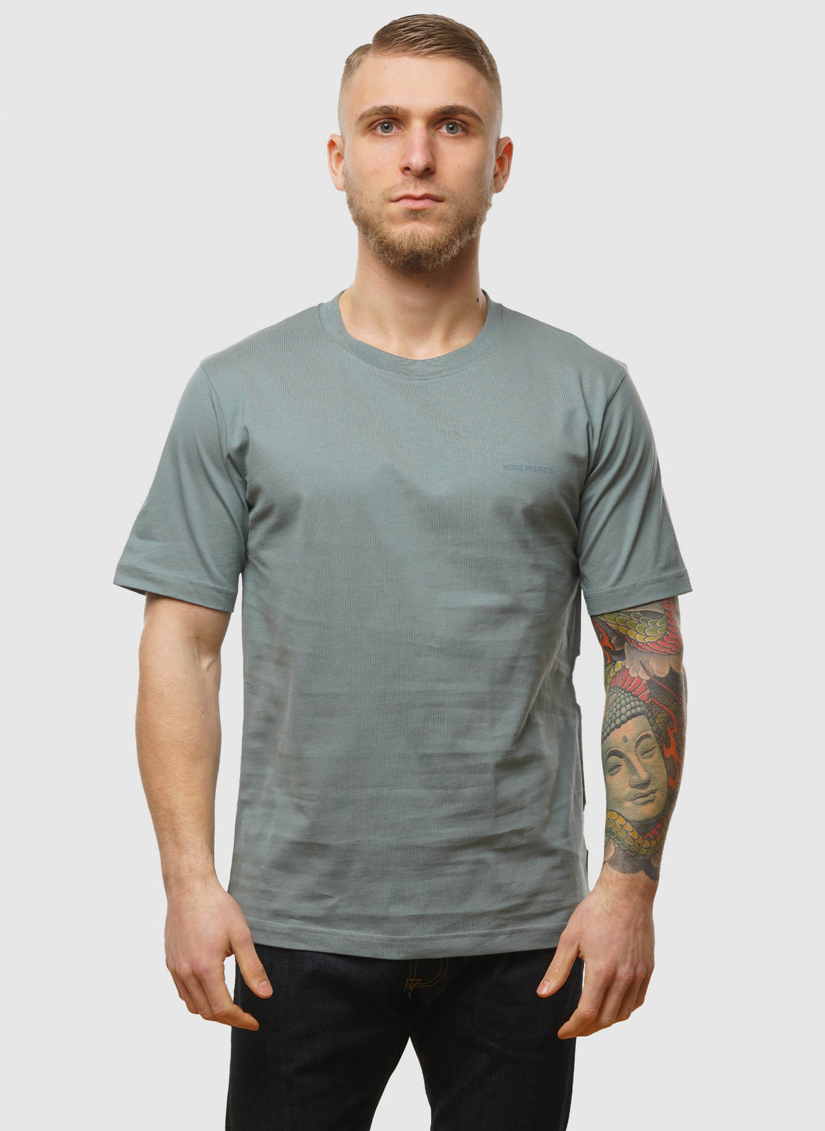 Johannes Logo T-Shirt - Greyish Blue