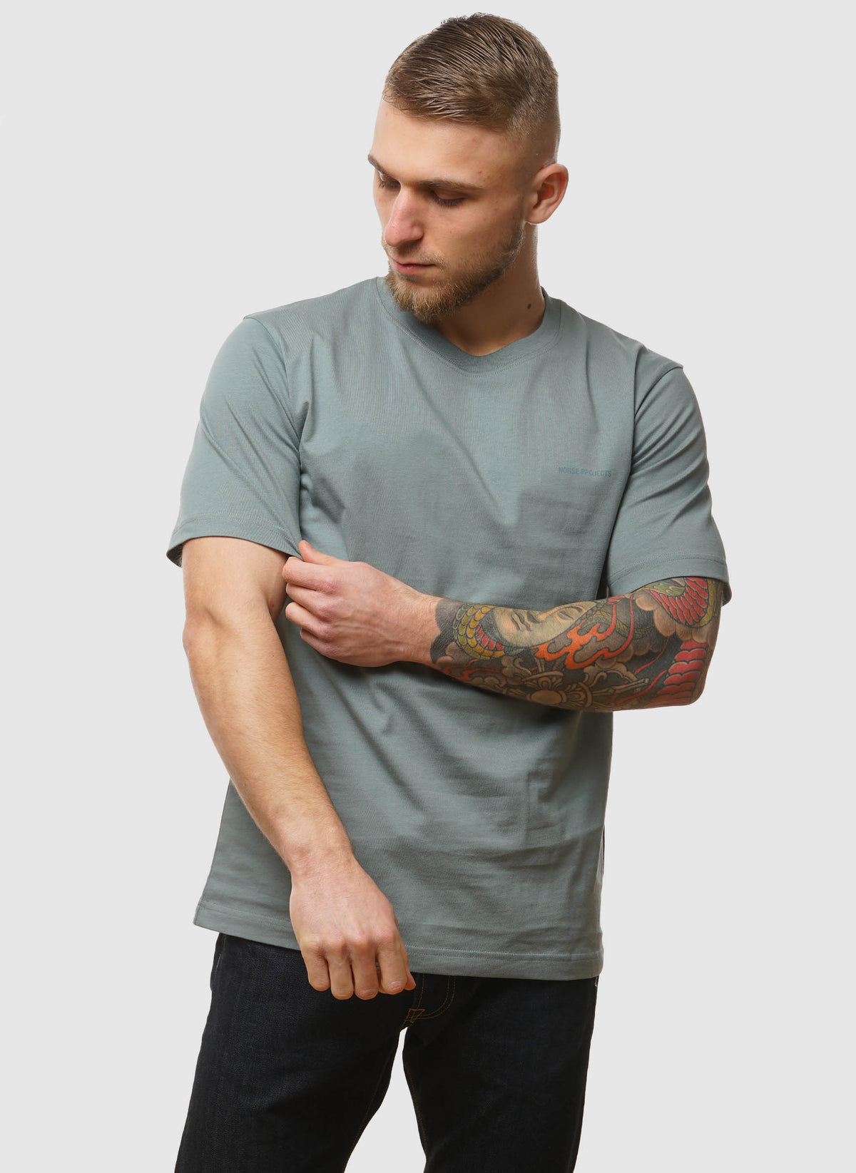 Johannes Logo T-Shirt - Greyish Blue