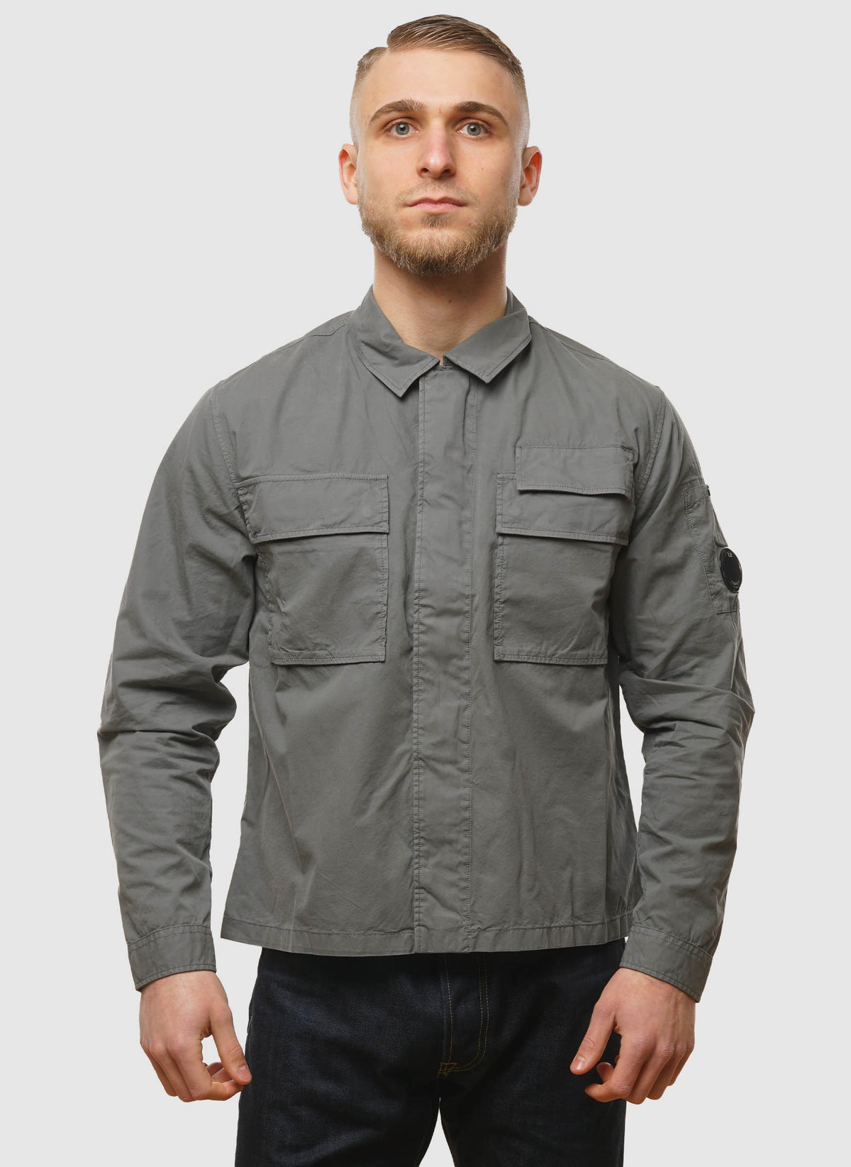 Organic Gabardine Lens Overshirt - Smoked Pearl