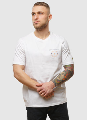 Lyle Athletic Graphic T-Shirt - White/ Kinetic Orange