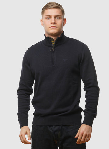 Cotton Half Zip Troyer - Navy