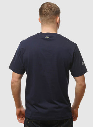 Rundhals Tennis Print T-Shirt - Navy Blue