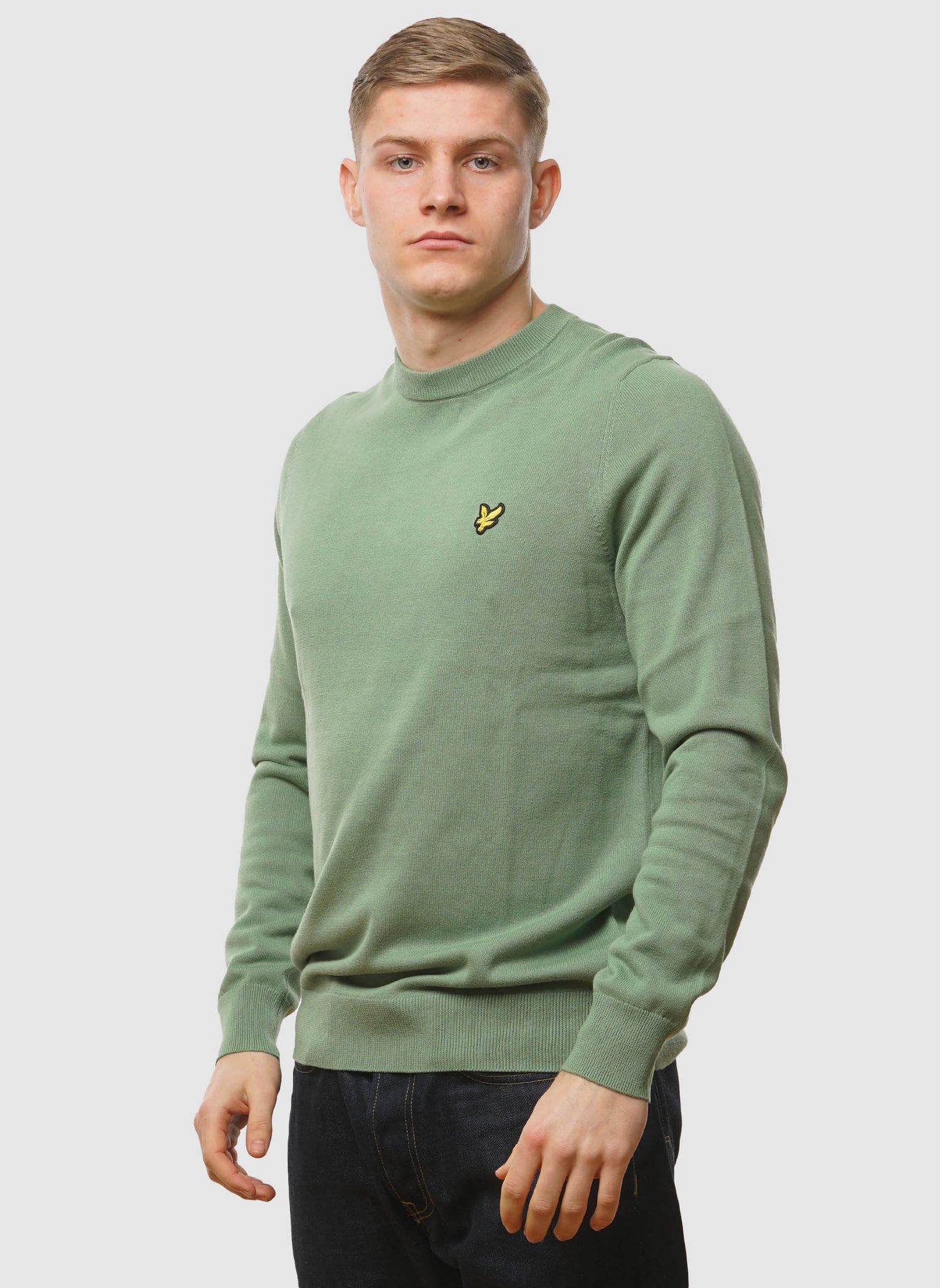 Cotton Crew Neck Jumper - Smoke Green