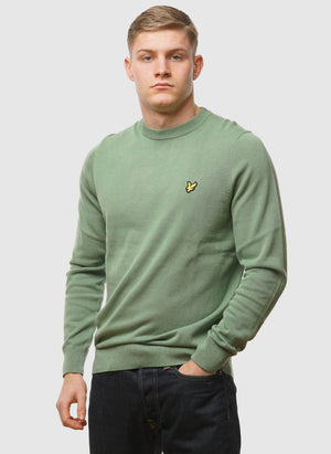 Cotton Crew Neck Jumper - Smoke Green