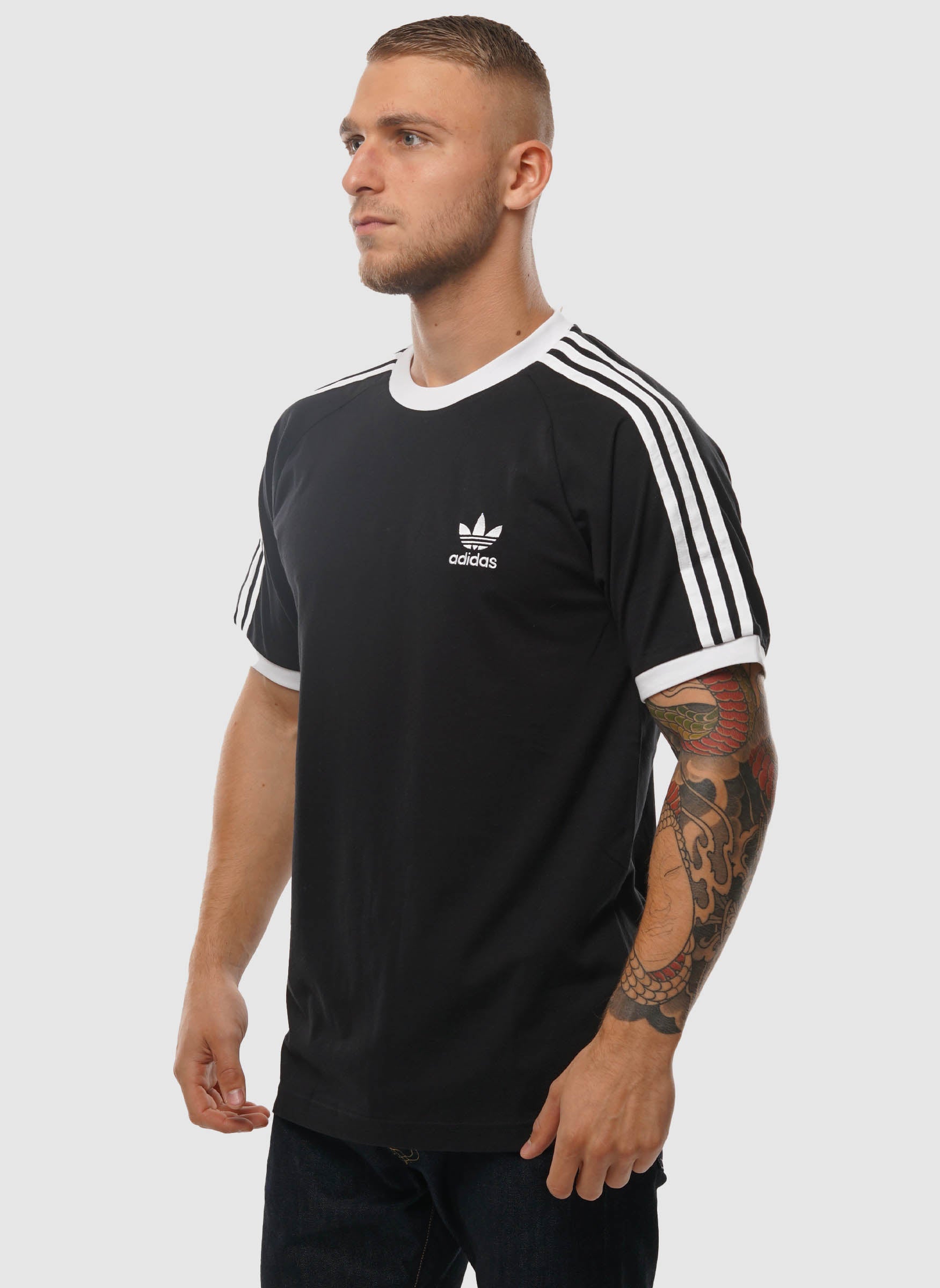 Adidas - originals - t-shirt met lange mouwen en drie strepen clearance in zwart