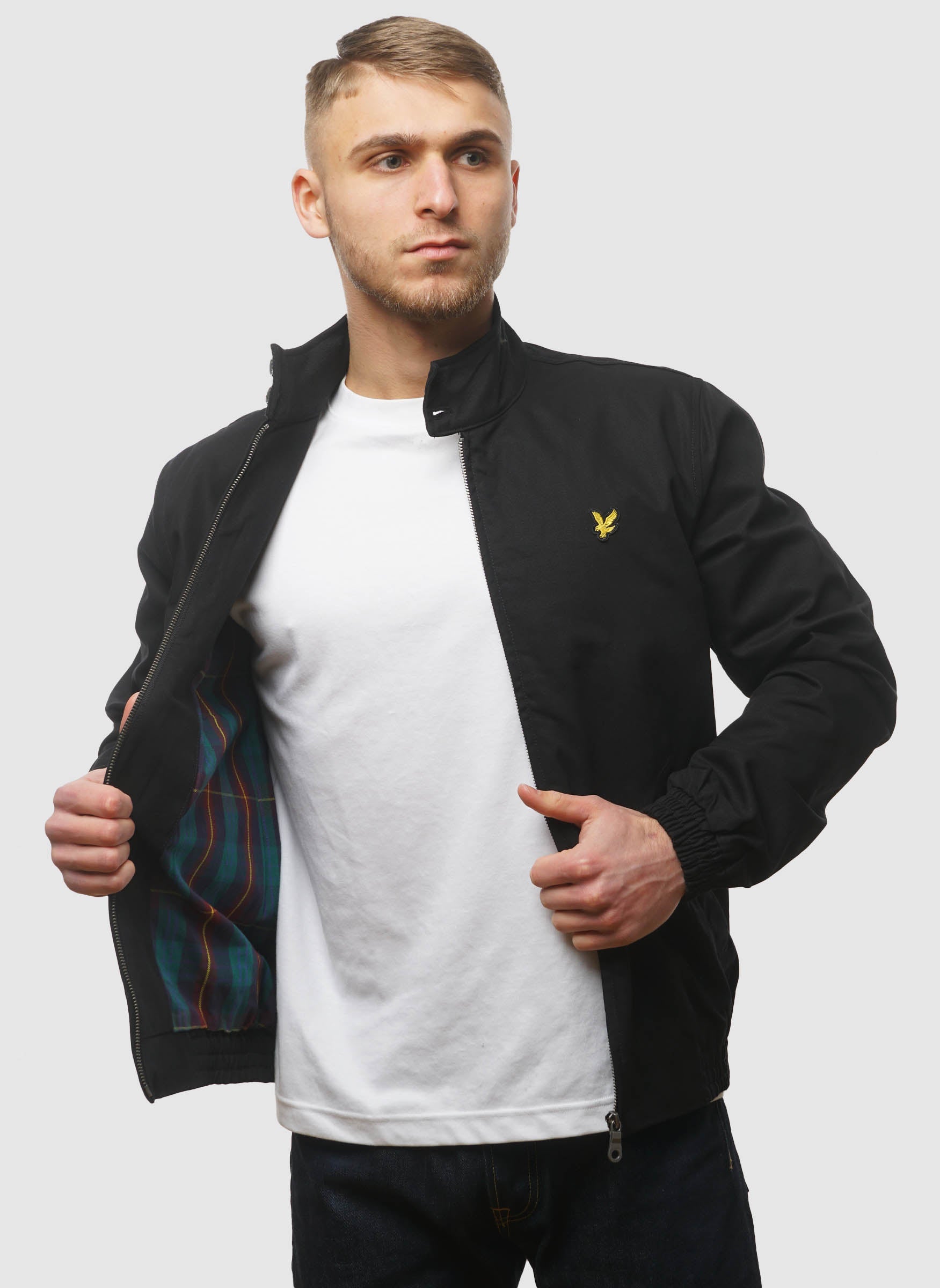 Lyle and scott hot sale black harrington jacket