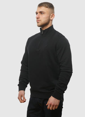 Tonal Eagle 1/4 Zip Sweatshirt - Jet Black