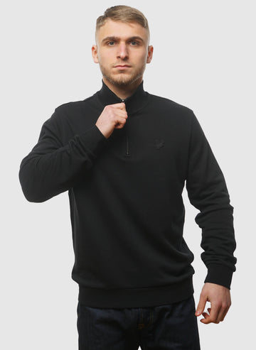 Tonal Eagle 1/4 Zip Sweatshirt - Jet Black