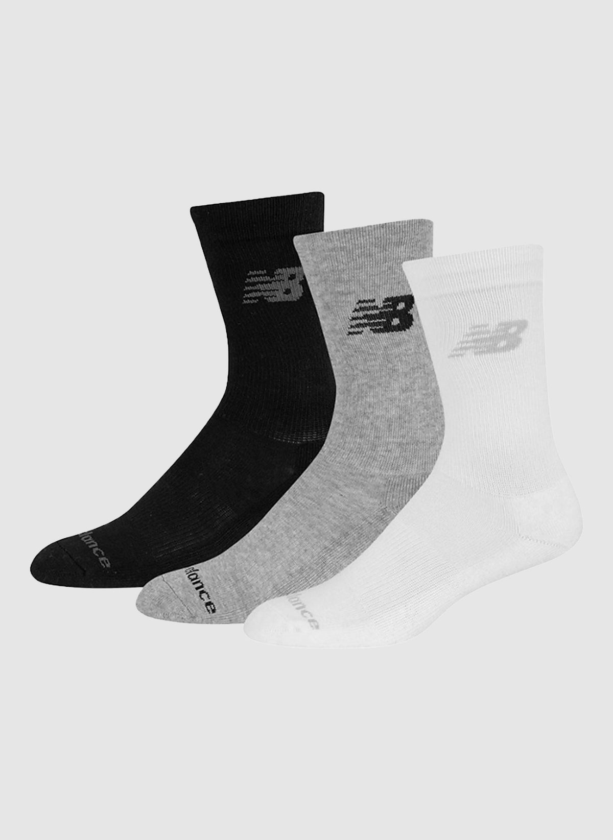 Performance Cushioned Socks 3 Pack - White/Grey/Black