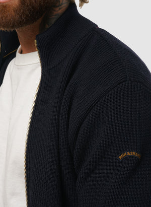 Full-Zip Moon Knit Jacket - Blue