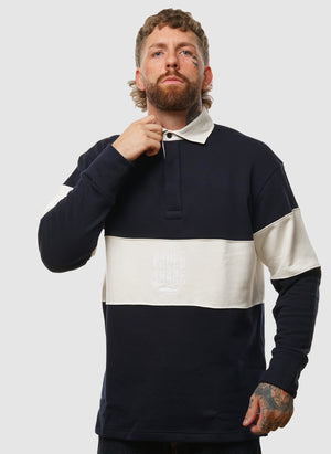 Winter Fleece Poloshirt - Blue/Cream