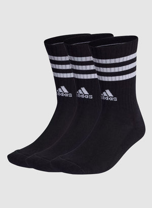 3-Stripes Cushioned Crew Socks - Black