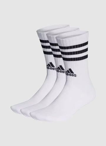 3-Stripes Cushioned Crew Socks - White