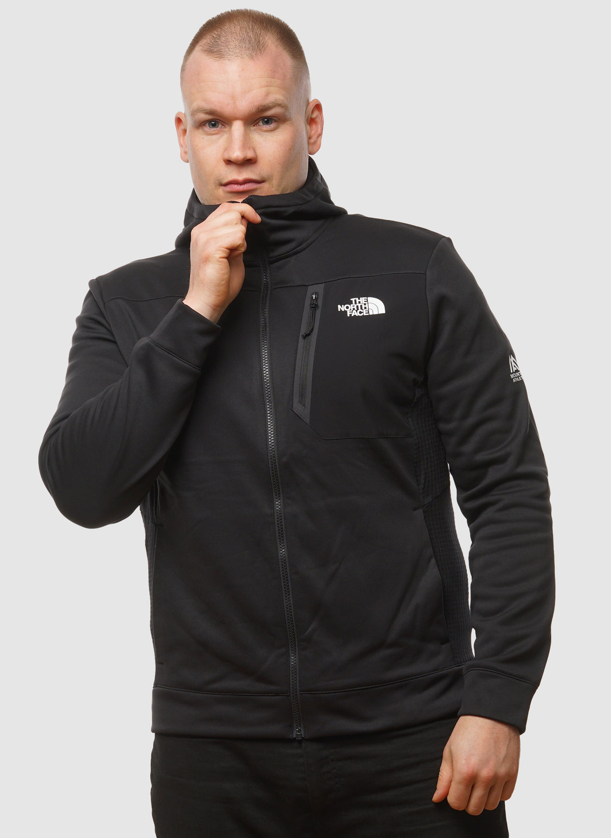 Full Zip Hooded Fleece Jacket - Black