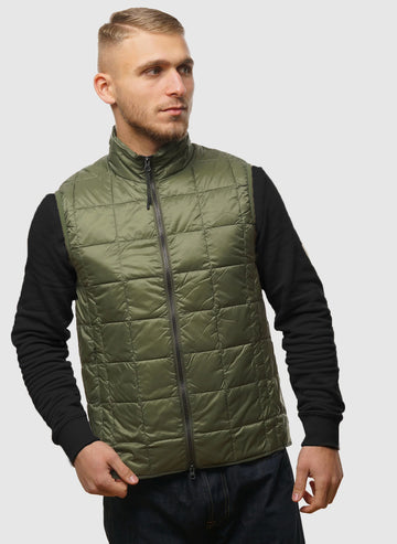 High Neck Inner Down Vest - Dark Olive