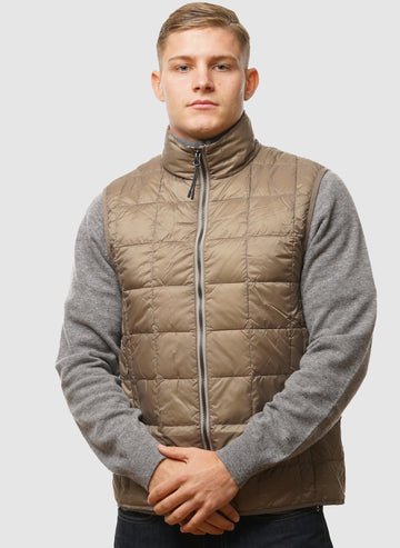 High Neck Inner Down Vest - Khaki