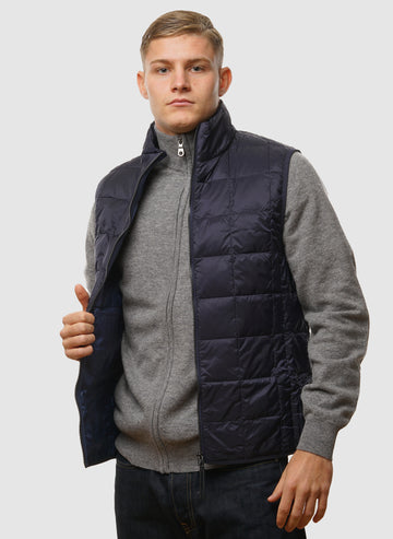 High Neck Inner Down Vest - Navy