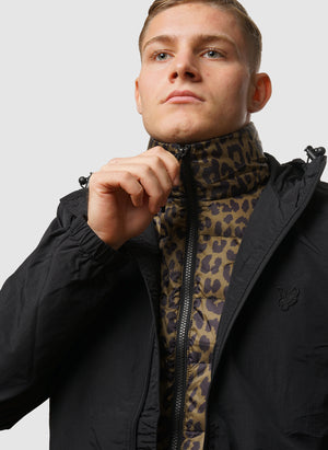 High Neck Inner Down Vest - Leopard