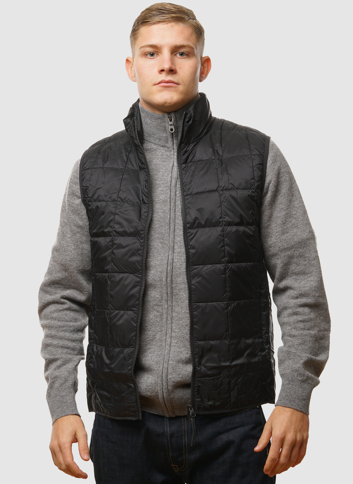 High Neck Inner Down Vest - Black