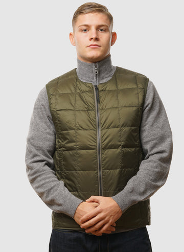 Crew Neck Inner Down Vest - Dark Olive