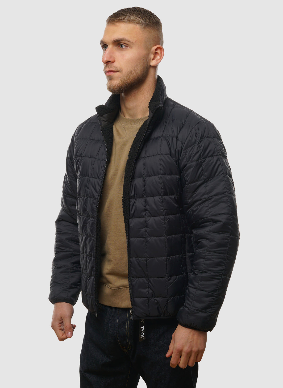 Down Boa Reversible Jacket - Black/Black - The Smart Dresser