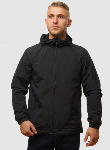 Tonal Eagle Zip Through Hooded Jacket - Jet Black