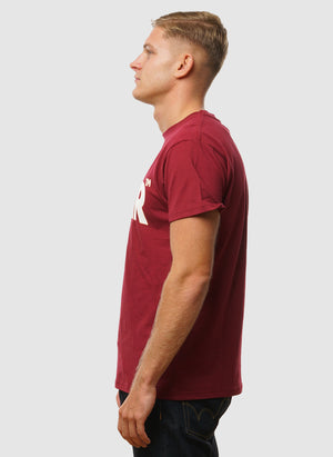 Classic Label Outlines T-Shirt - Burgundy