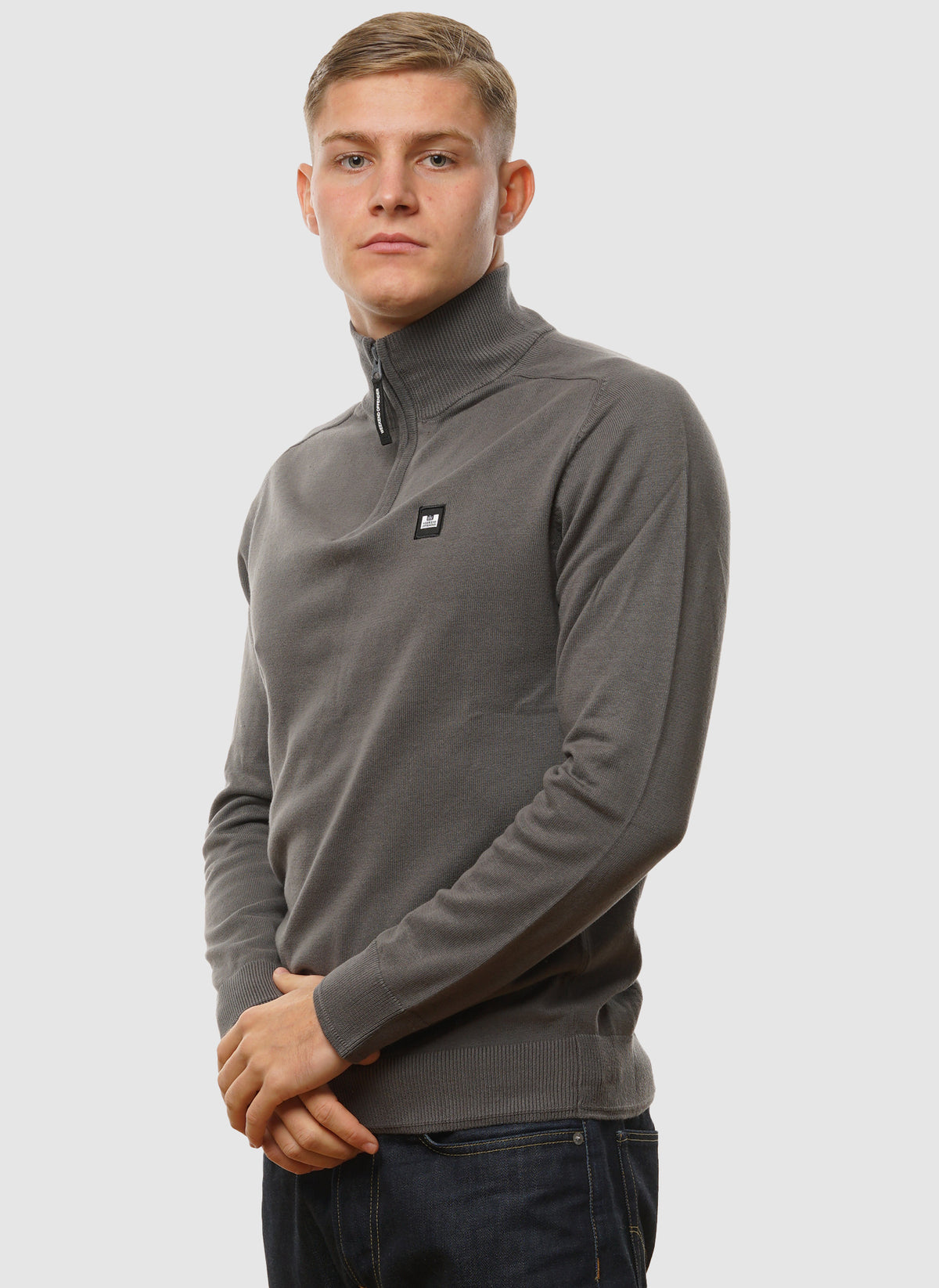 Pierre Knitted Quarter Zip - Zinc