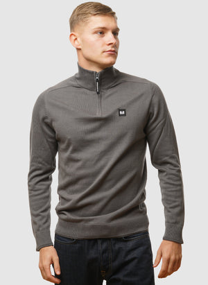 Pierre Knitted Quarter Zip - Zinc